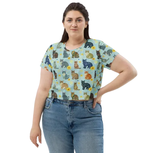 Starry Cat Garden on a Crop Tee