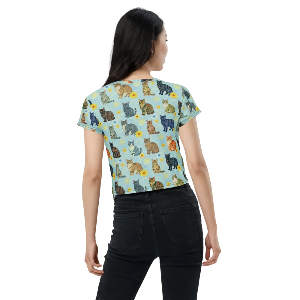 Starry Cat Garden on Crop Tee — Back