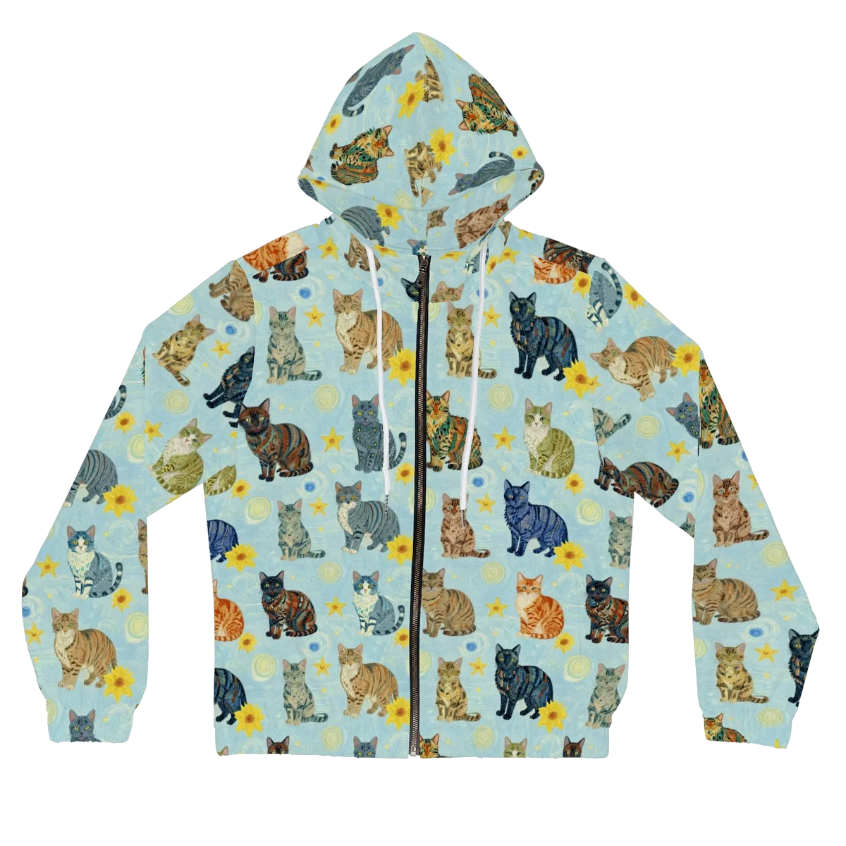 Starry Cat Garden on Women's Full-Zip Hoodie — Front