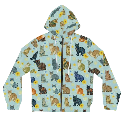 Starry Cat Garden on a Women's Full-Zip Hoodie