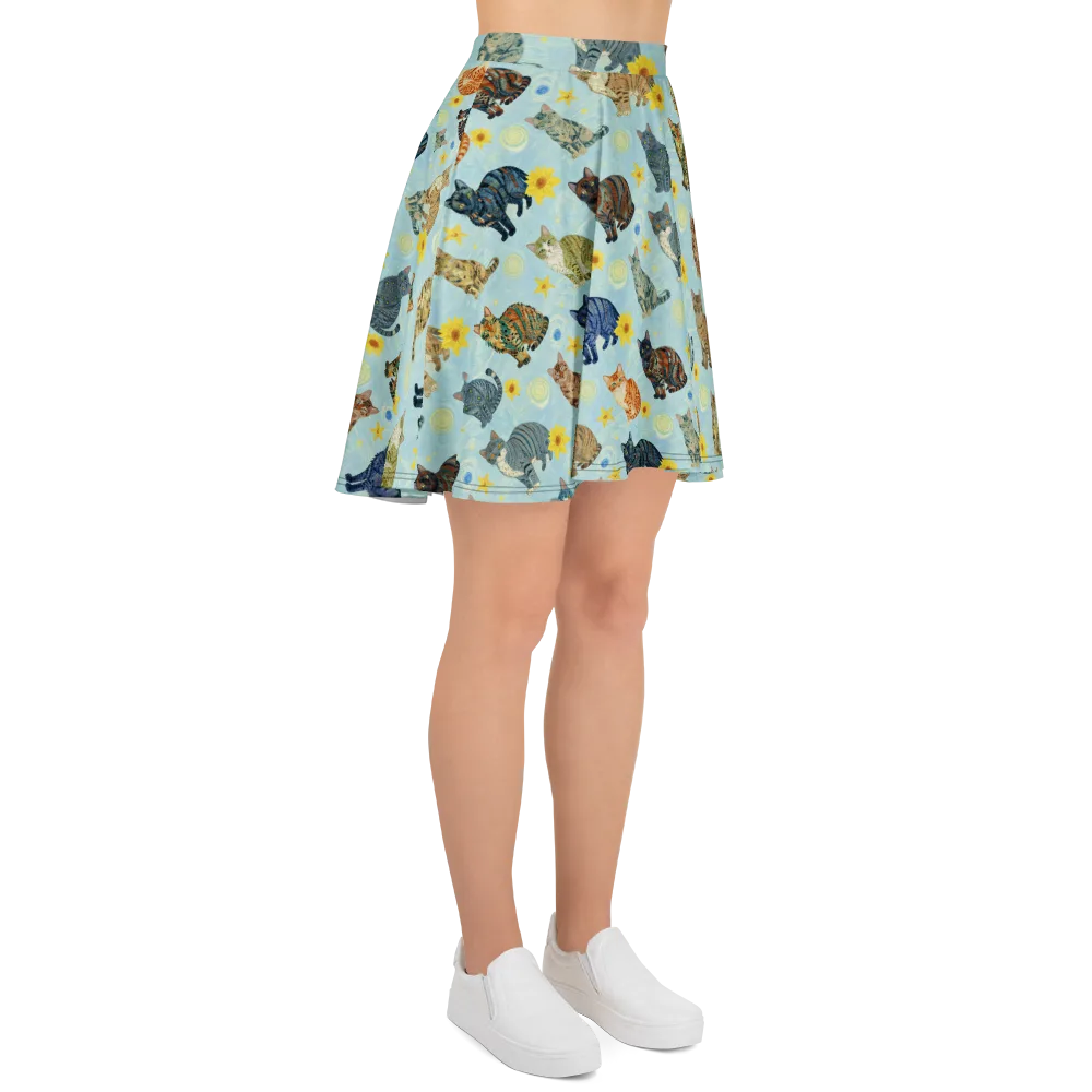 Starry Cat Garden on Skater Skirt — Right
