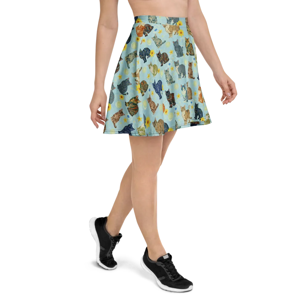 Starry Cat Garden on Skater Skirt — Right