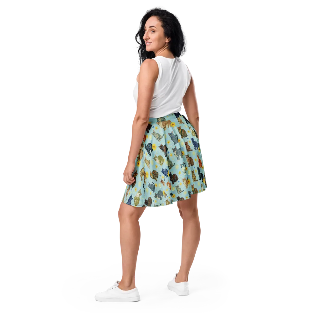 Starry Cat Garden on Skater Skirt — Back
