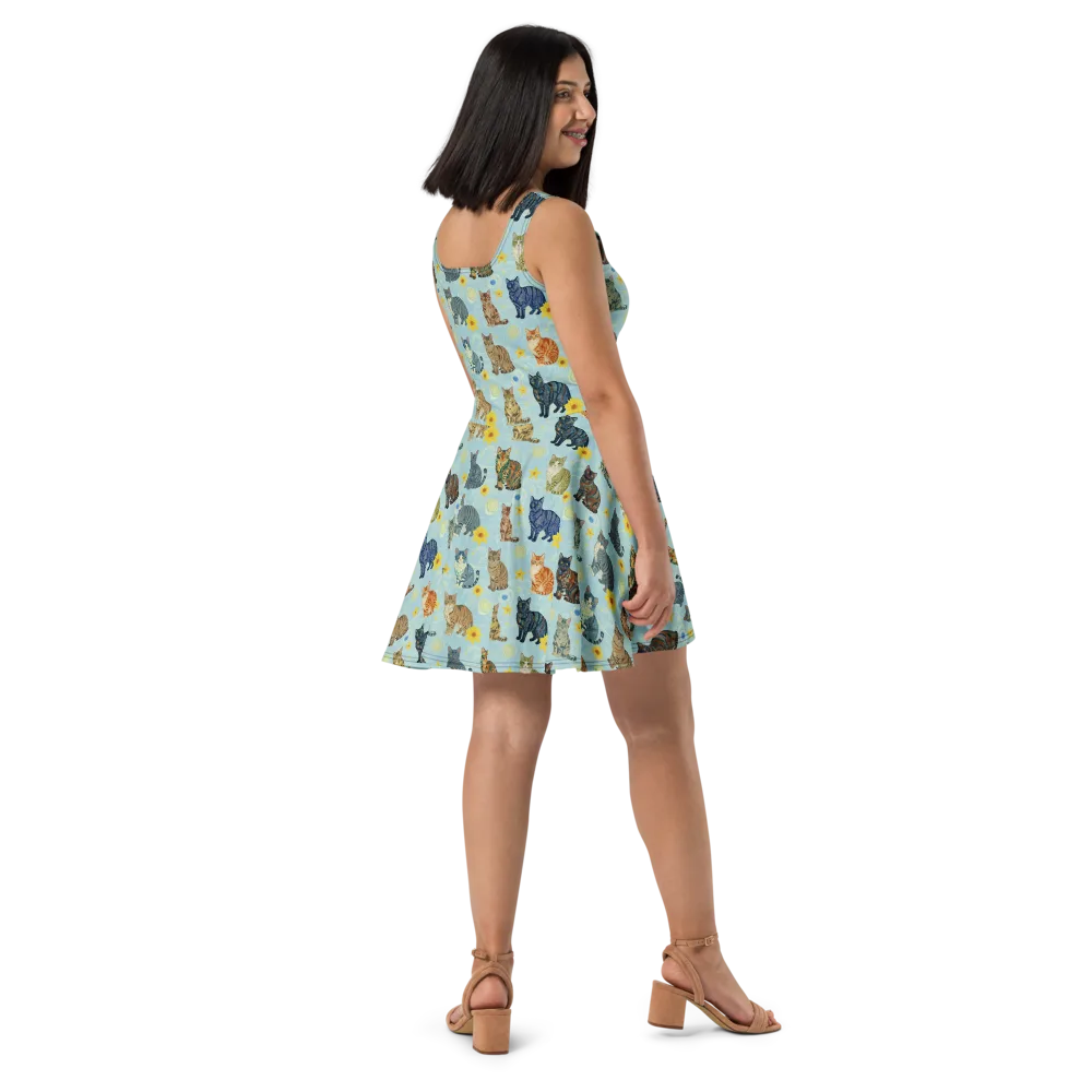 Starry Cat Garden on Skater Dress — Right