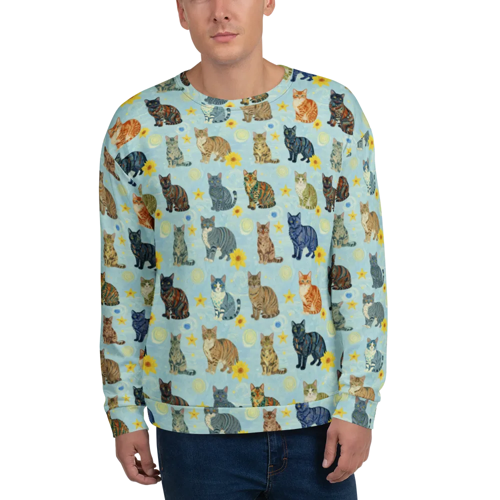 Starry Cat Garden on Sweatshirt — Front