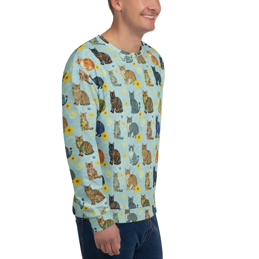 Starry Cat Garden on Sweatshirt — Right Front
