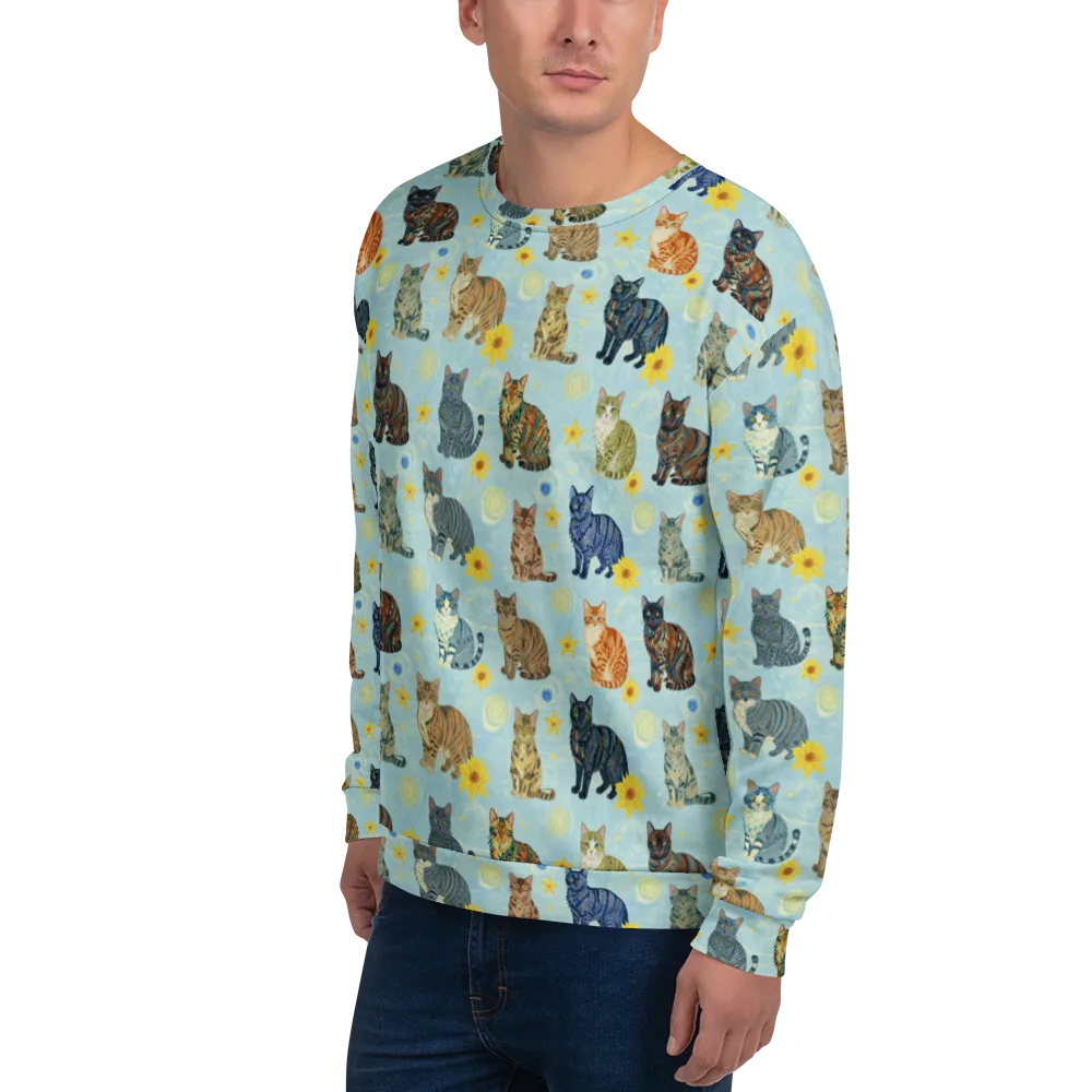 Starry Cat Garden on Sweatshirt — Left Front