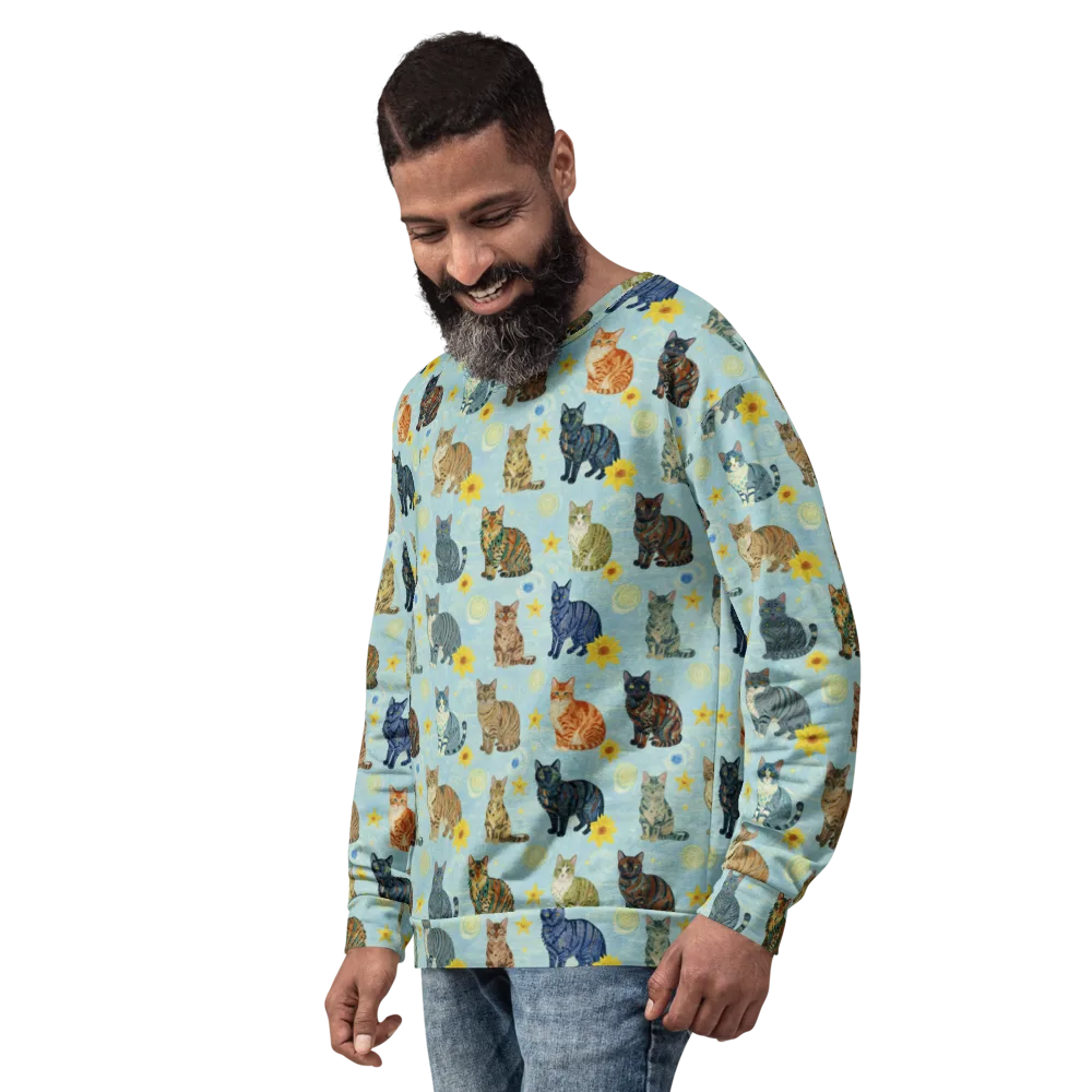 Starry Cat Garden on Sweatshirt — Left Front