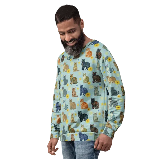 Starry Cat Garden on a Sweatshirt