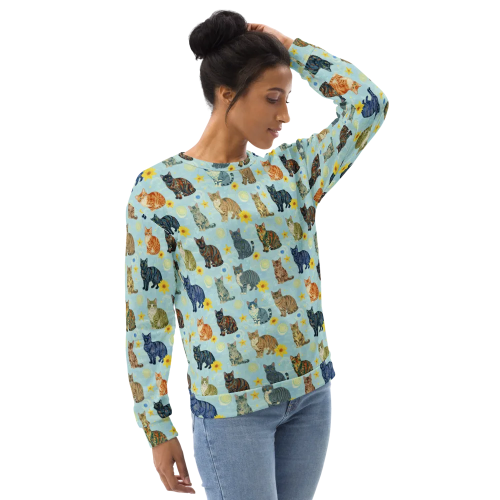 Starry Cat Garden on Sweatshirt — Right Front