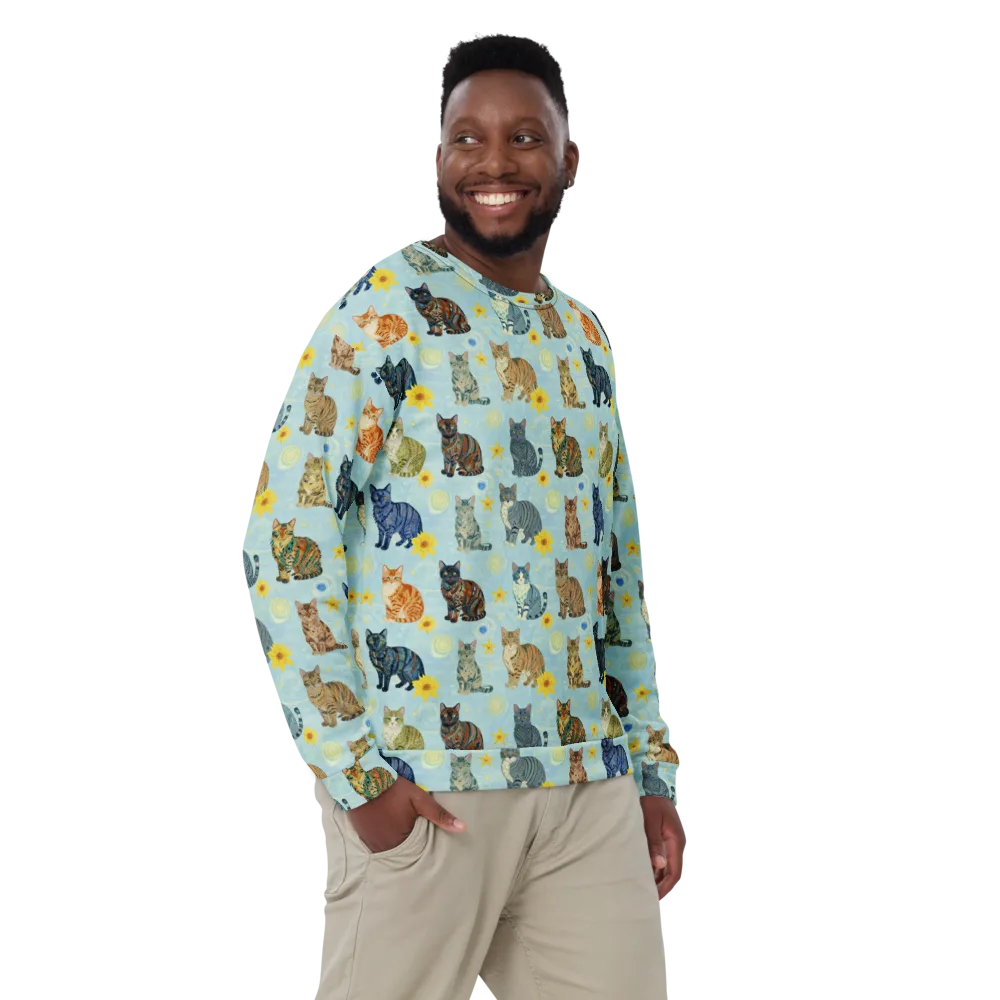 Starry Cat Garden on Sweatshirt — Front