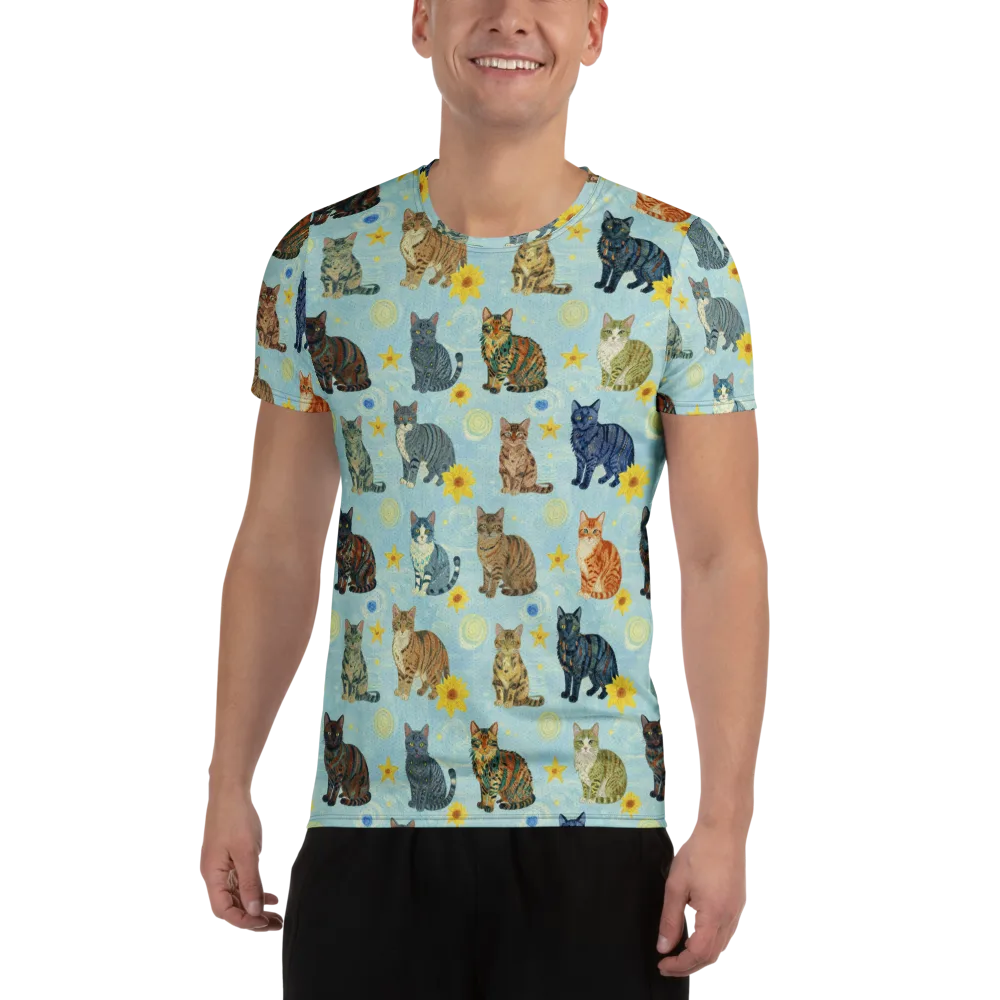 Starry Cat Garden on Men's Athletic T-Shirt — Front