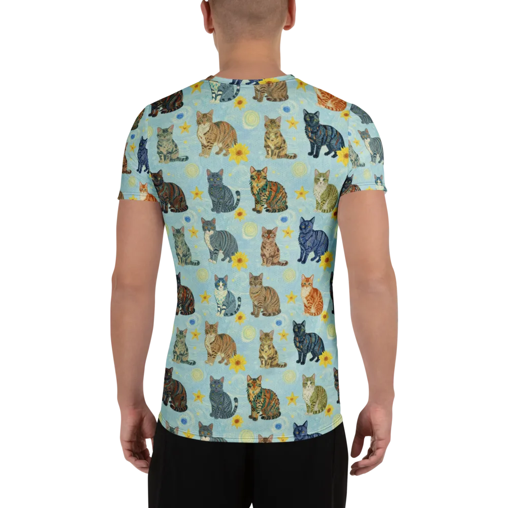 Starry Cat Garden on Men's Athletic T-Shirt — Back