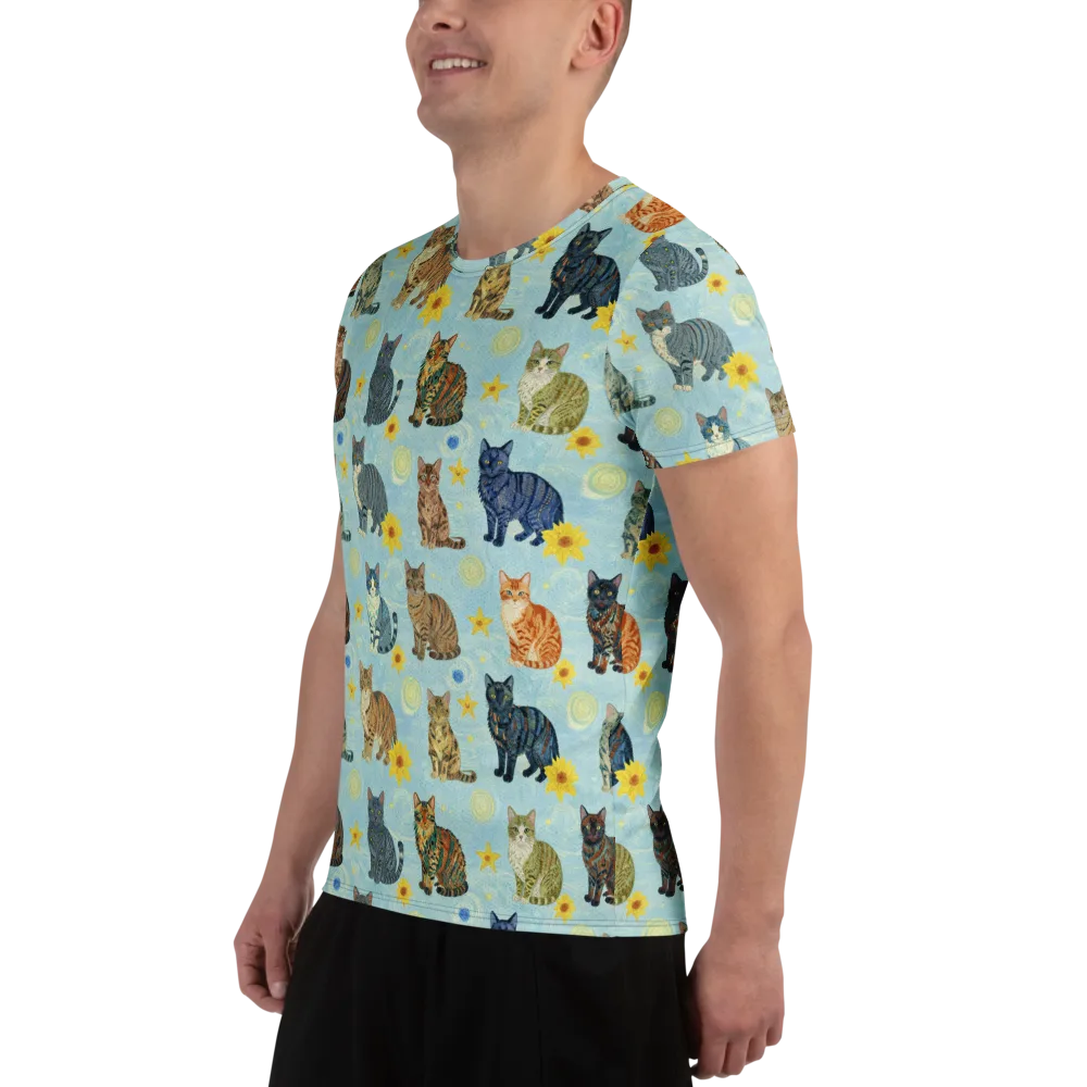 Starry Cat Garden on Men's Athletic T-Shirt — Left