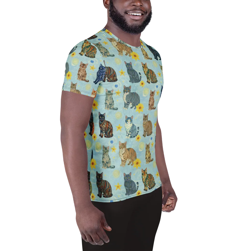 Starry Cat Garden on Men's Athletic T-Shirt — Right