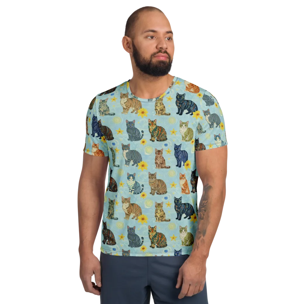 Starry Cat Garden on Men's Athletic T-Shirt — Front
