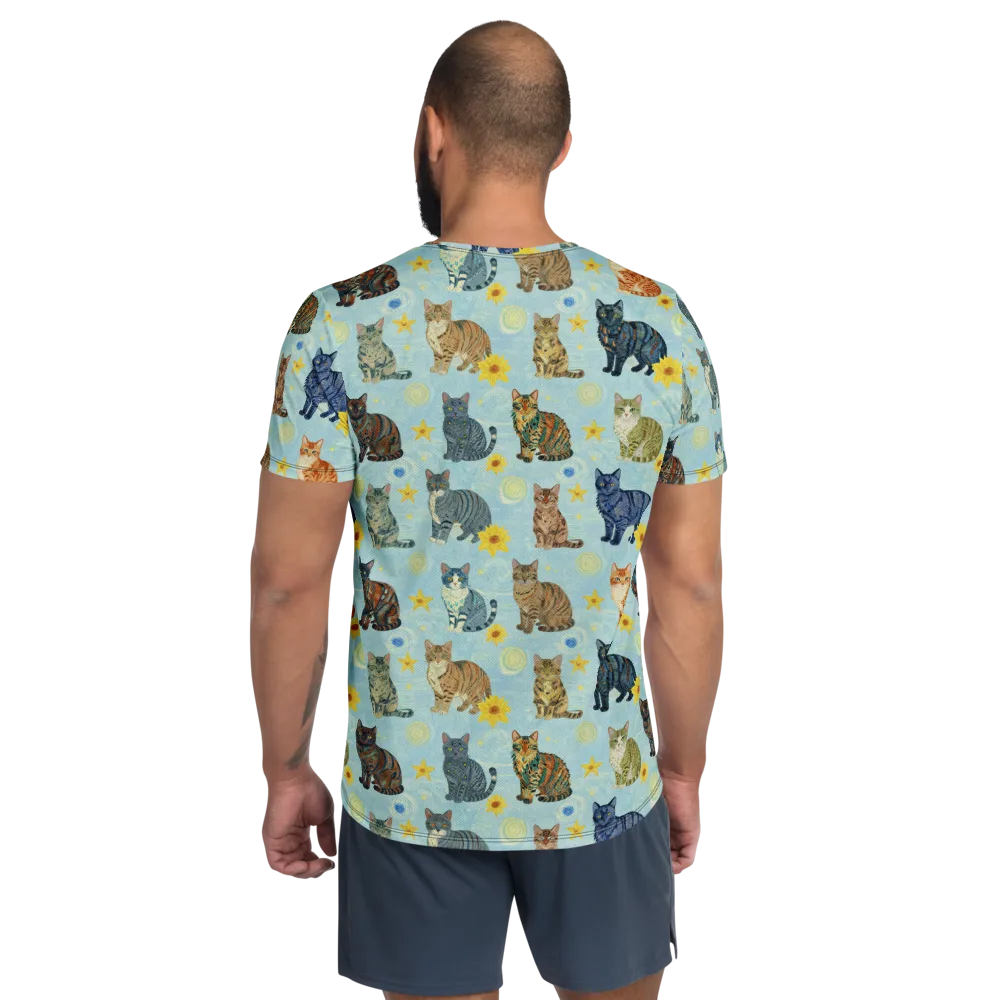 Starry Cat Garden on Men's Athletic T-Shirt — Back