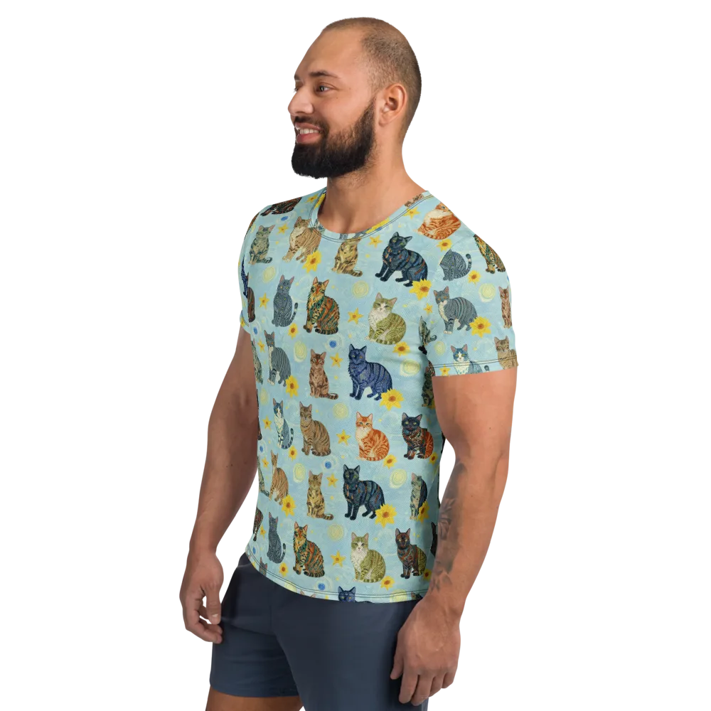 Starry Cat Garden on Men's Athletic T-Shirt — Left