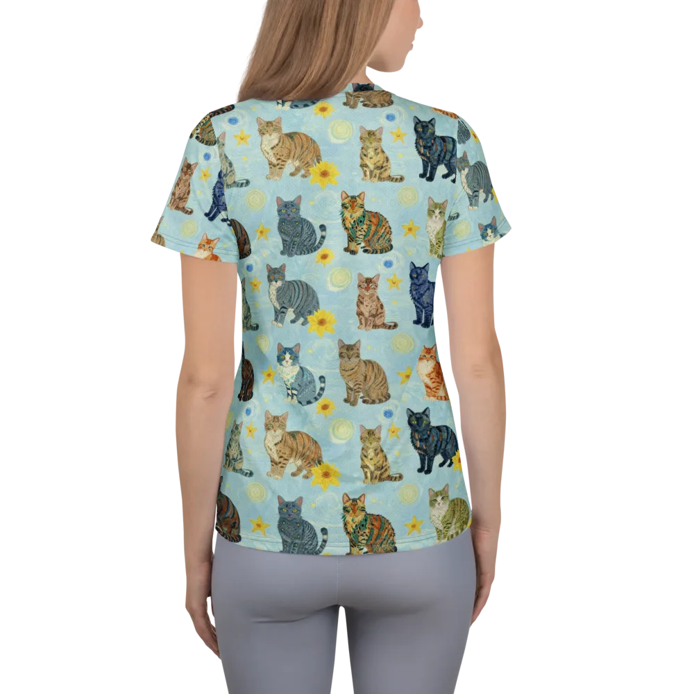 Starry Cat Garden on Women's Athletic T-Shirt — Back