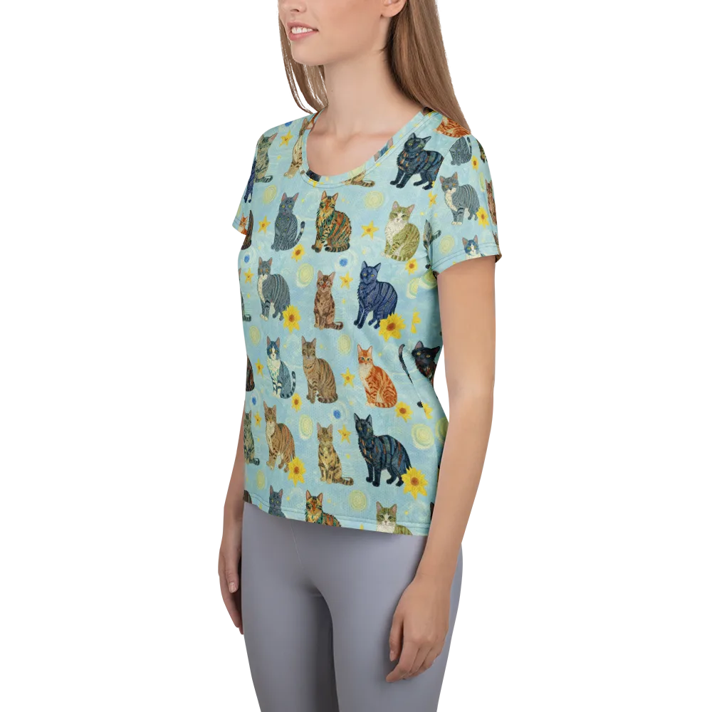 Starry Cat Garden on Women's Athletic T-Shirt — Left