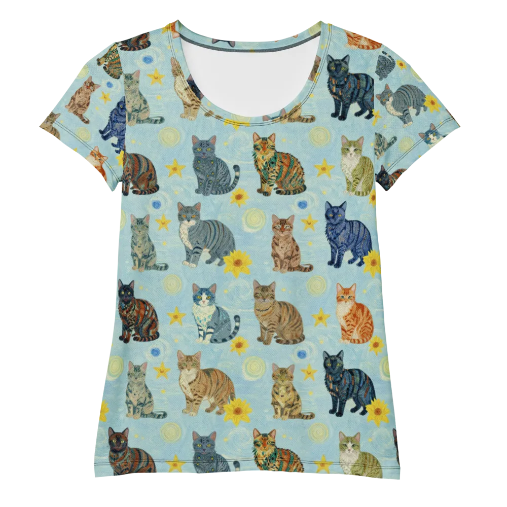 Starry Cat Garden on Women's Athletic T-Shirt — Front