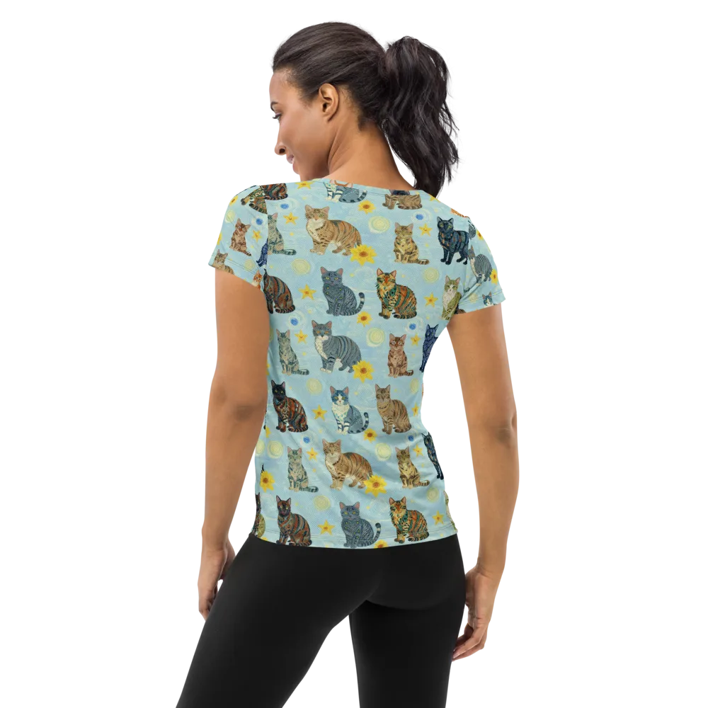 Starry Cat Garden on Women's Athletic T-Shirt — Back