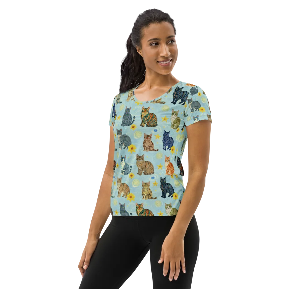 Starry Cat Garden on Women's Athletic T-Shirt — Left