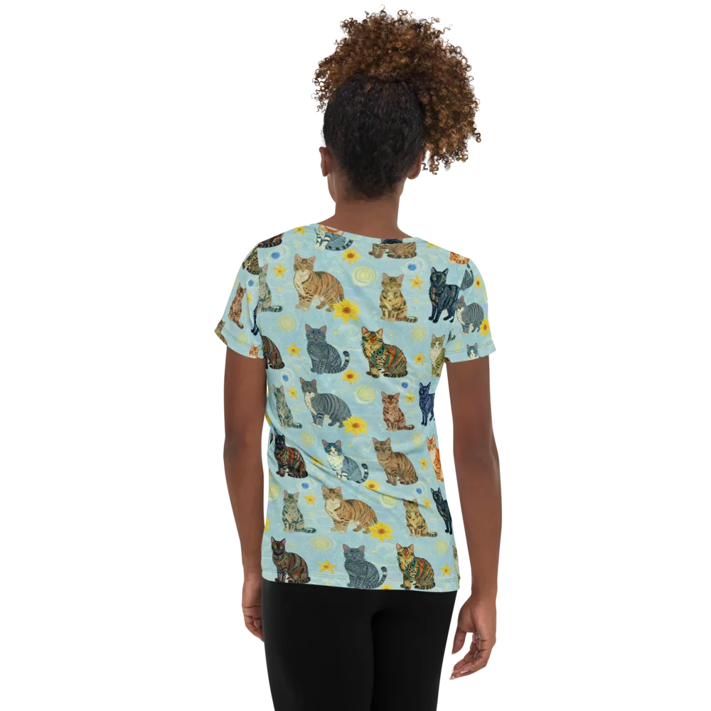 Starry Cat Garden on Women's Athletic T-Shirt — Back