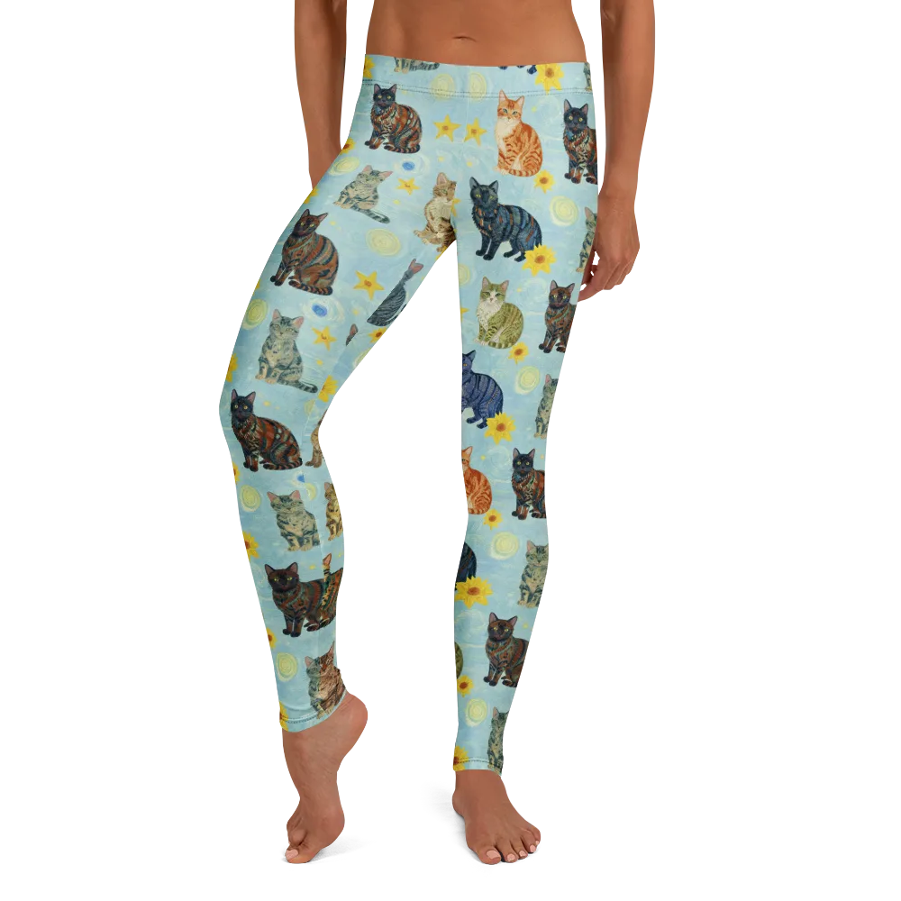 Starry Cat Garden on Leggings — Front