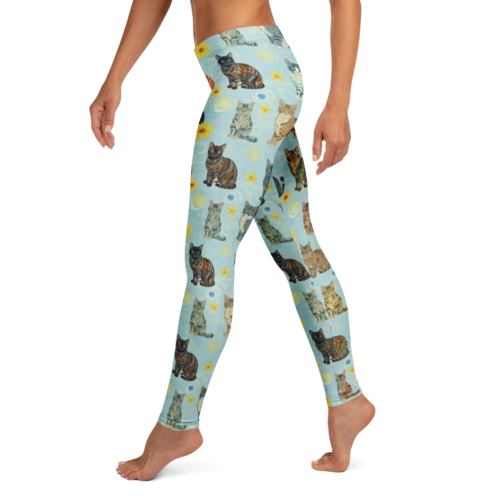 Starry Cat Garden on Leggings — Left