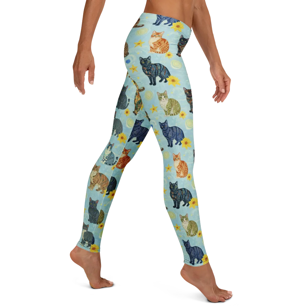 Starry Cat Garden on Leggings — Right