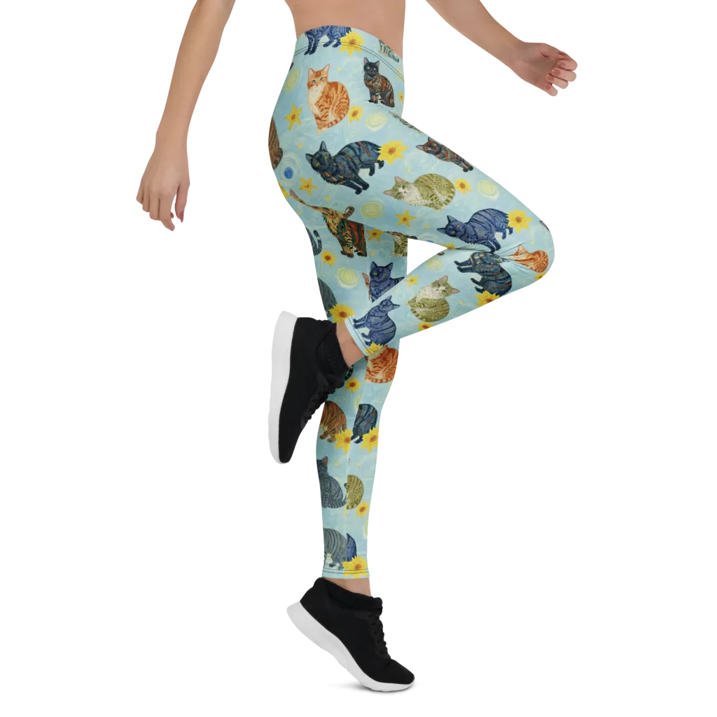 Starry Cat Garden on Leggings — Right
