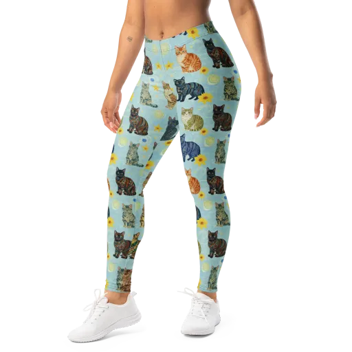 Starry Cat Garden on a Leggings