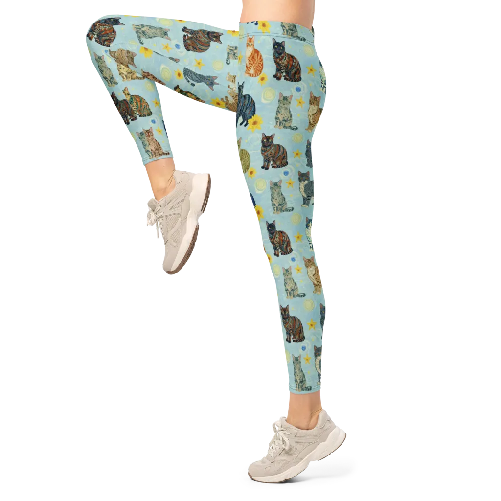 Starry Cat Garden on Leggings — Left