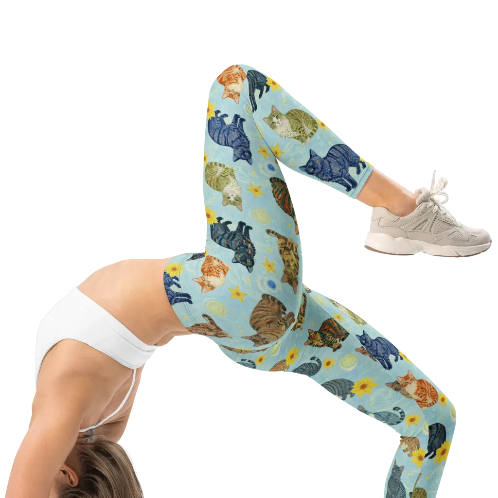 Starry Cat Garden on Leggings — Right