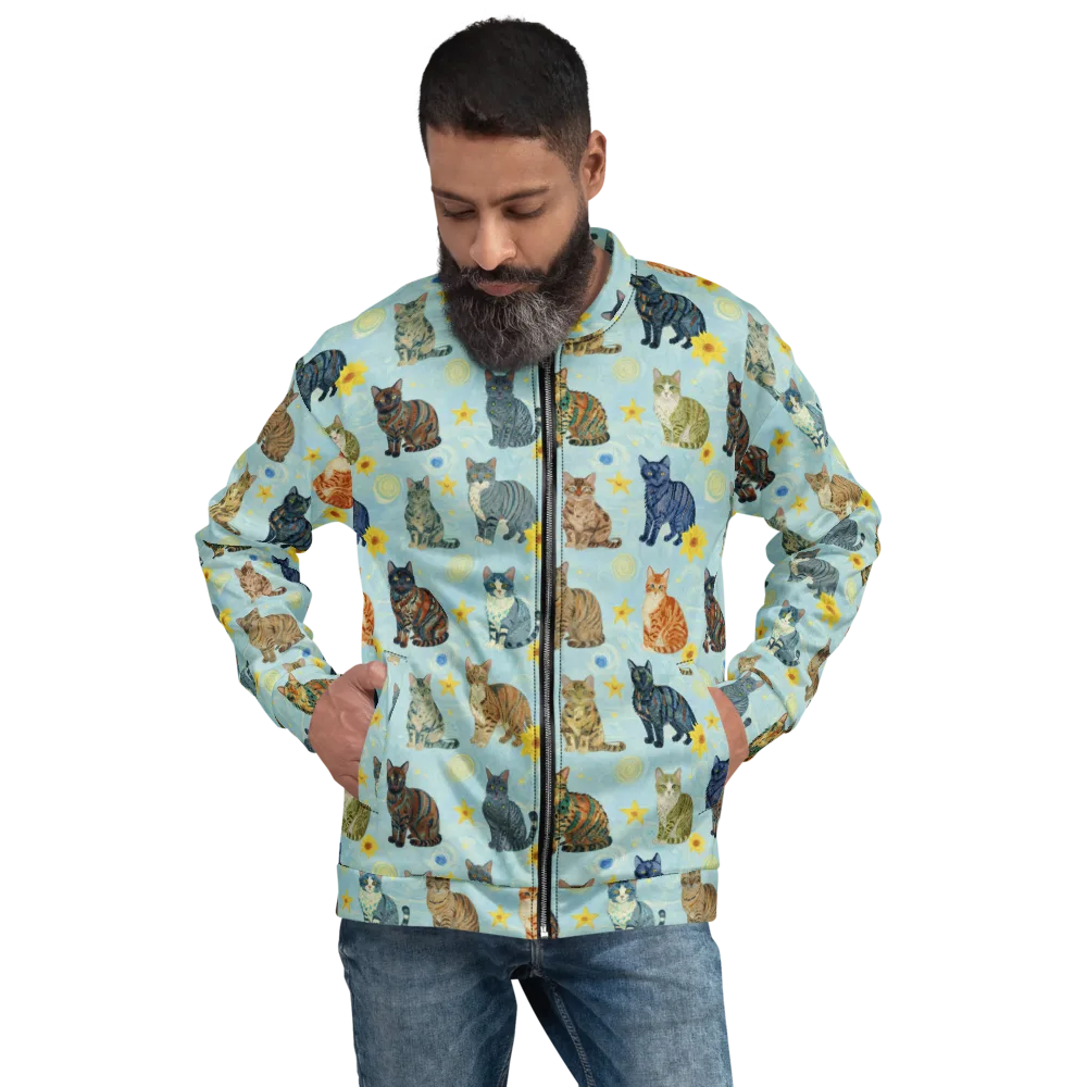 Starry Cat Garden on Bomber Jacket — Front