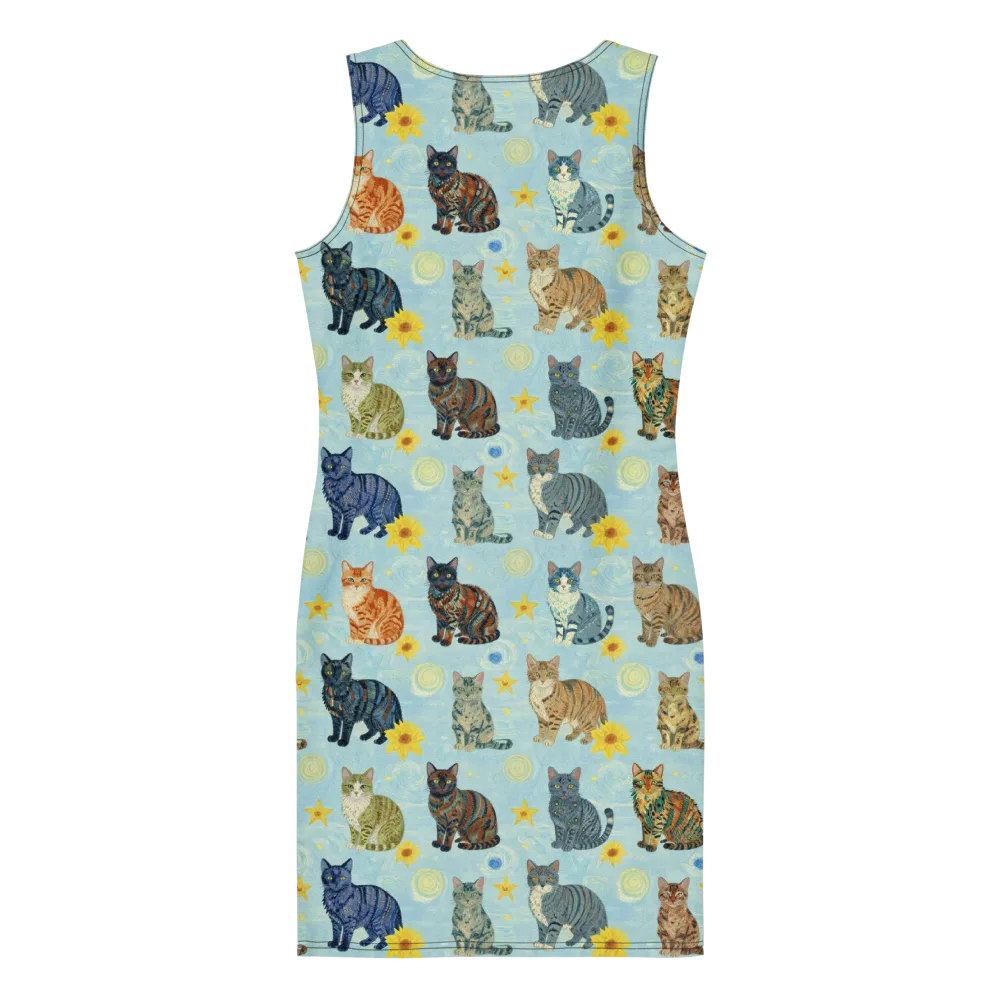 Starry Cat Garden on Bodycon Dress — Back