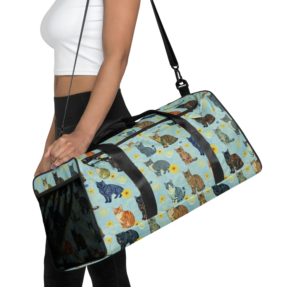 Starry Cat Garden on Duffle Bag — Front