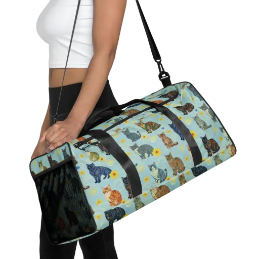 Starry Cat Garden on a Duffle Bag