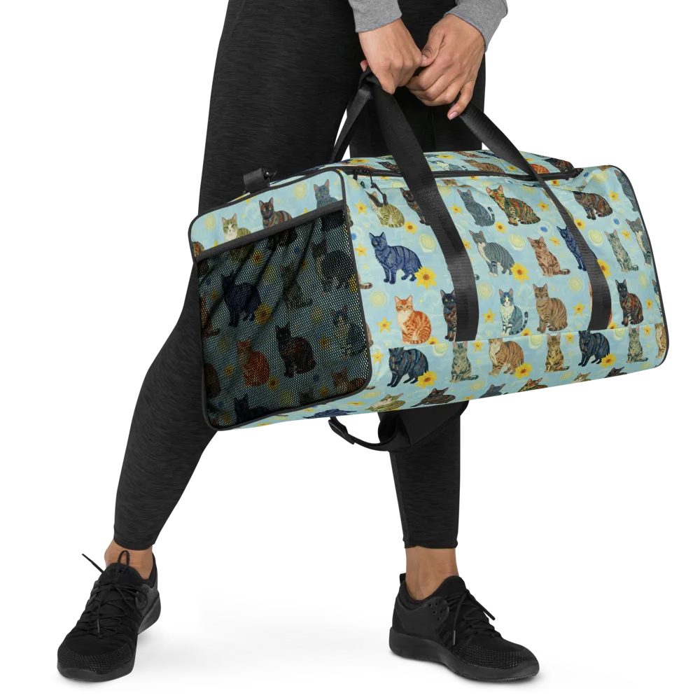 Starry Cat Garden on Duffle Bag — Right Front