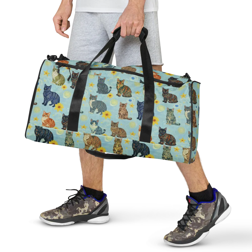 Starry Cat Garden on Duffle Bag — Front