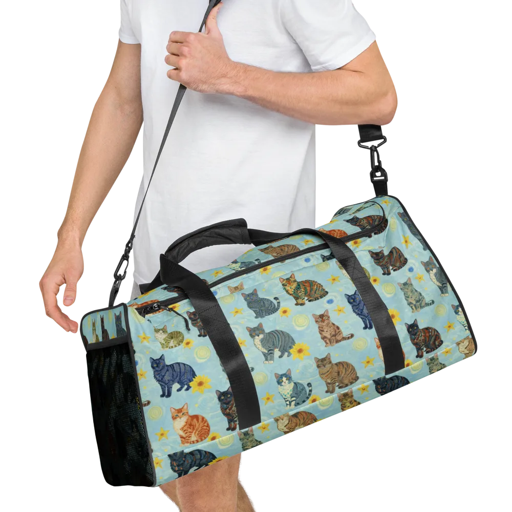 Starry Cat Garden on Duffle Bag — Right Front