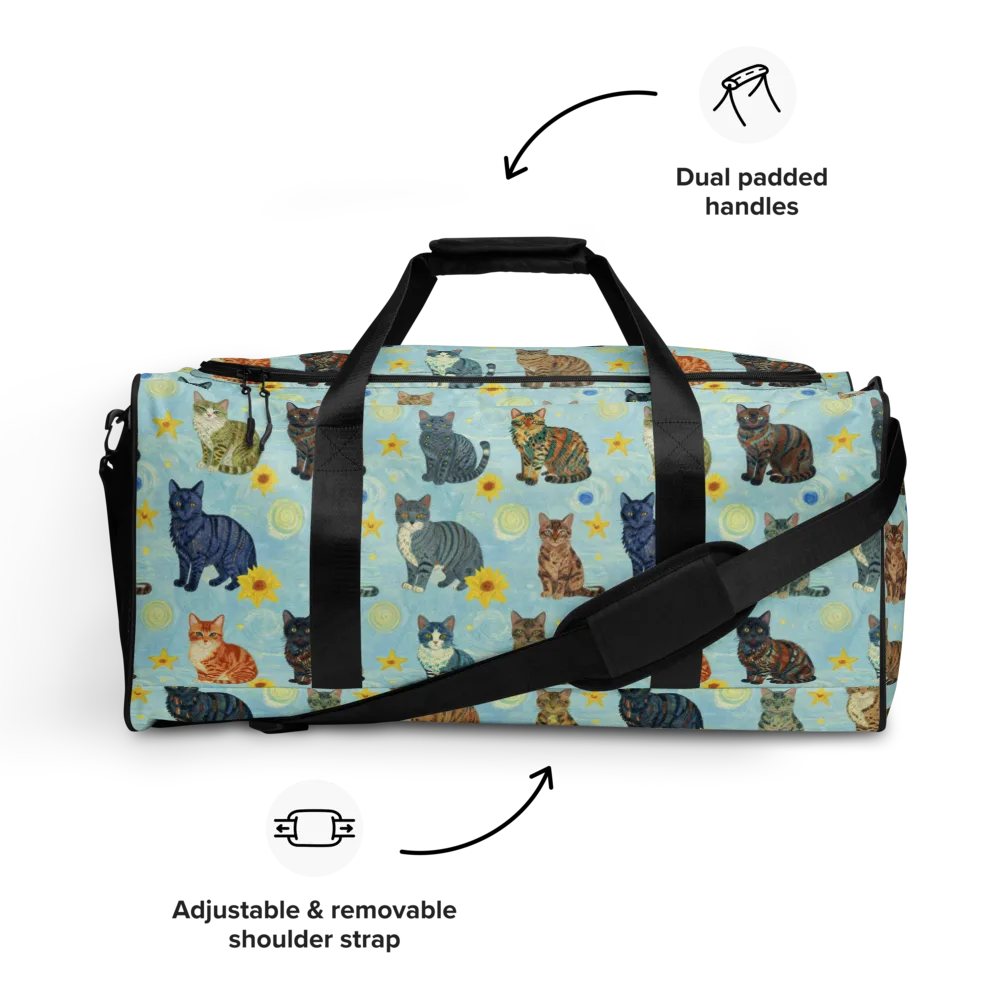 Starry Cat Garden on Duffle Bag — Front