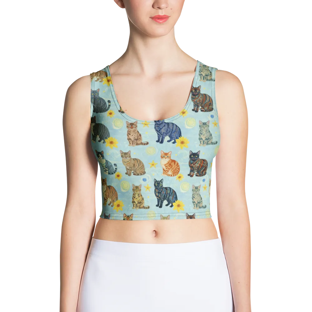 Starry Cat Garden on Crop Top — Front