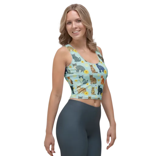 Starry Cat Garden on a Crop Top
