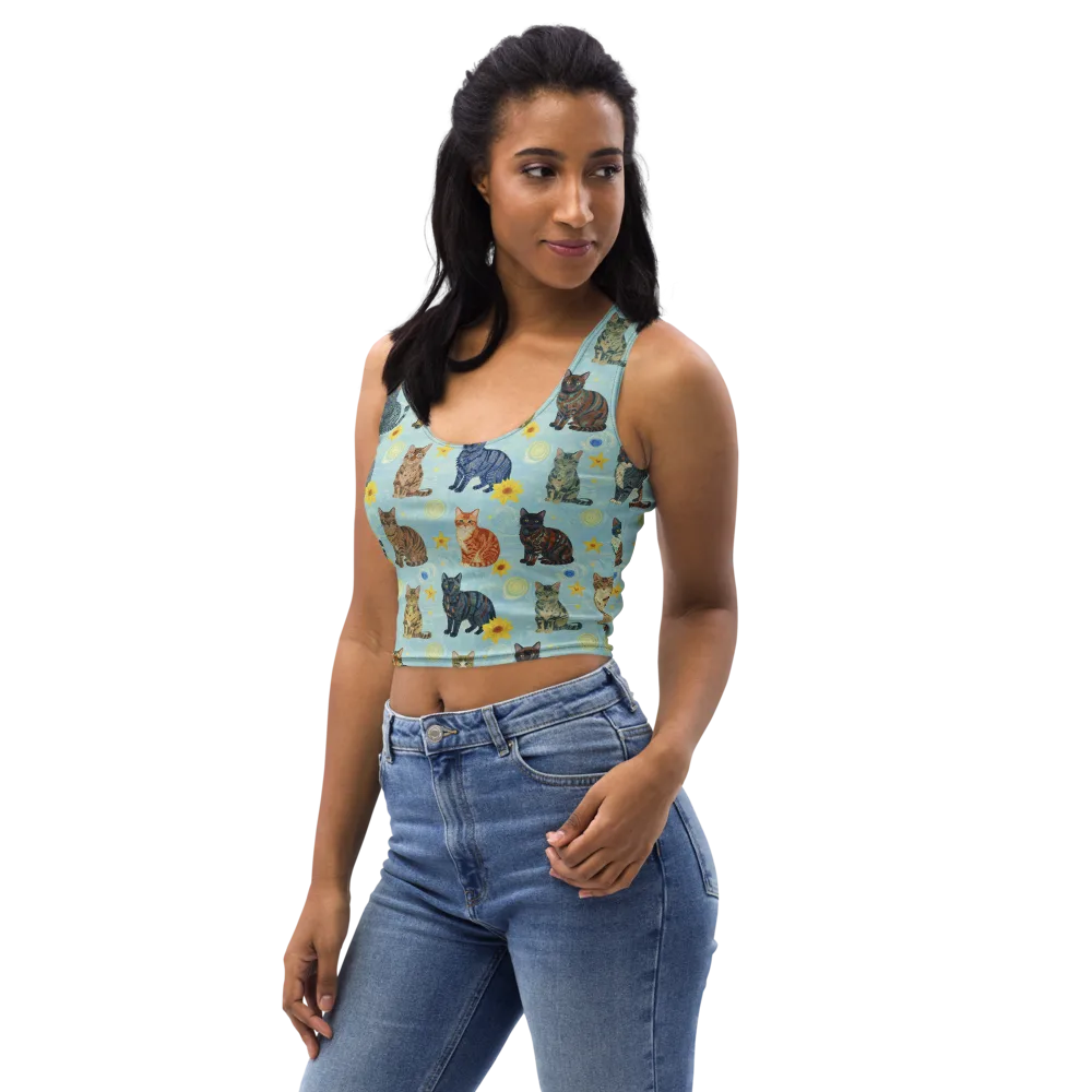 Starry Cat Garden on Crop Top — Left Front