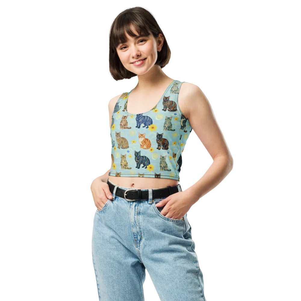 Starry Cat Garden on Crop Top — Front