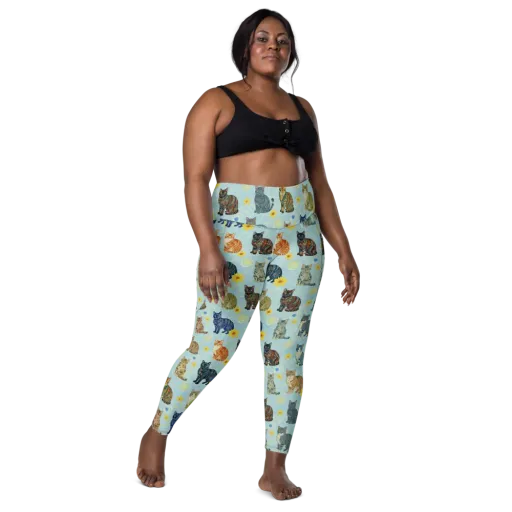 Starry Cat Garden on a Leggings with Pockets