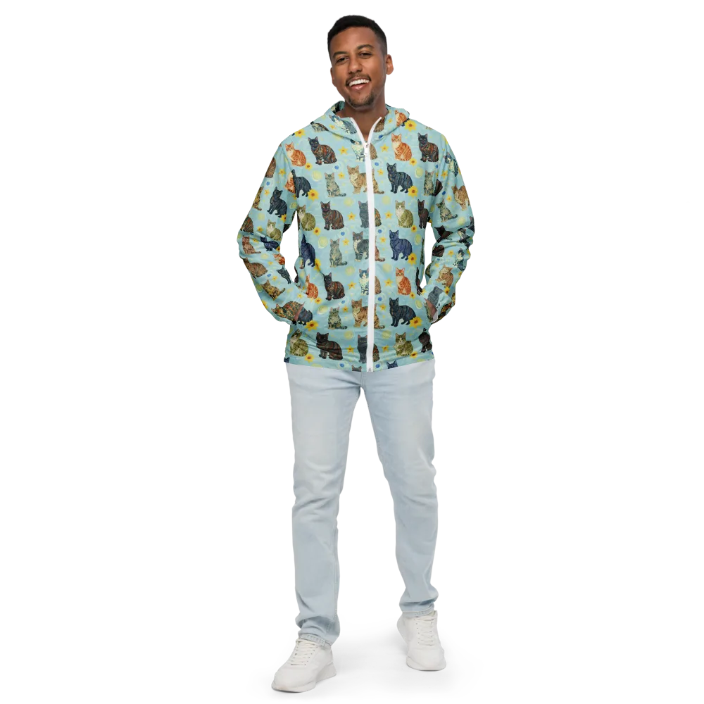 Starry Cat Garden on Men's Windbreaker — Front