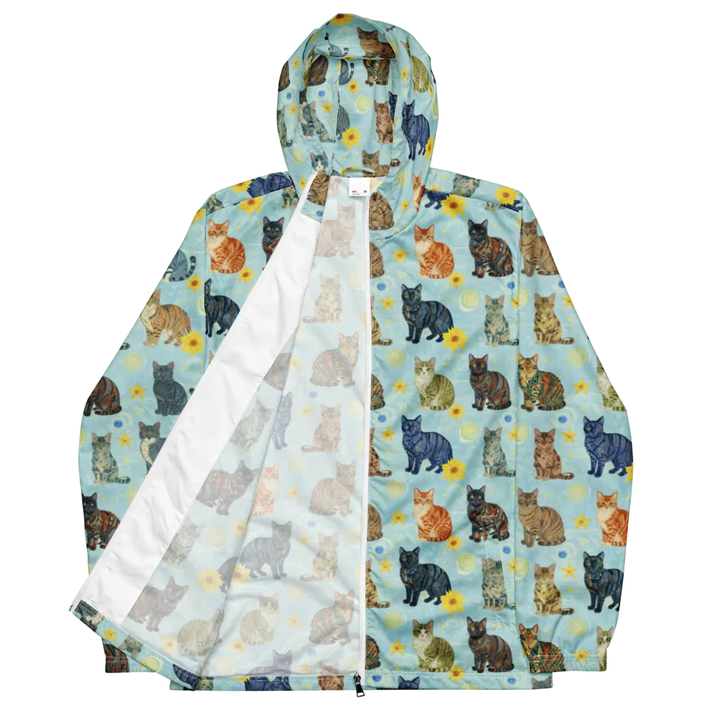 Starry Cat Garden on Men's Windbreaker — Front